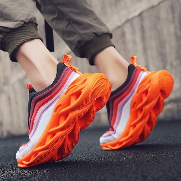 

blade old dad shoes men's casual sneakers soft bottom white running shoes gradient rainbow running zapatos de hombre, Black