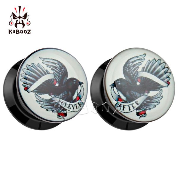 

kubooz 2pcs customized acrylic ear plugs tunnels piercing body jewelry screw gauges fashion earrings 6mm to 30mm women men, Slivery;golden