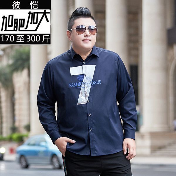 

2020 qiu youth plus fat plus 7 letter printing рубашка с длинным рукавом очень большая бесплатная горячая рубашка, White;black