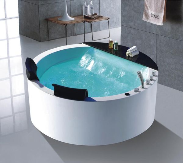 

1500 мм круглый whirlpool surf ванна акриловый гидромассаж красочные светодиодные фонари большой водопад двойной людей ванна ns1106