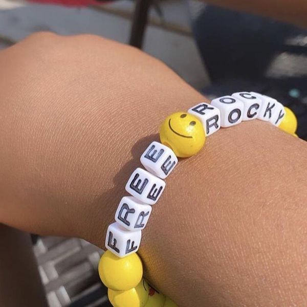 

19fw awge x rocky lucky rope bracelet hip hop outdoor street jewelry accessories festival gift black yellow beads bracelet hfymsl002, Silver