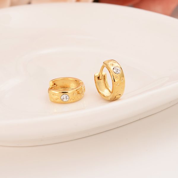 

hoop & huggie gold cz earrings for women/girls color arab jewellery african earring wedding cute kids charms party birthday gifts, Golden;silver