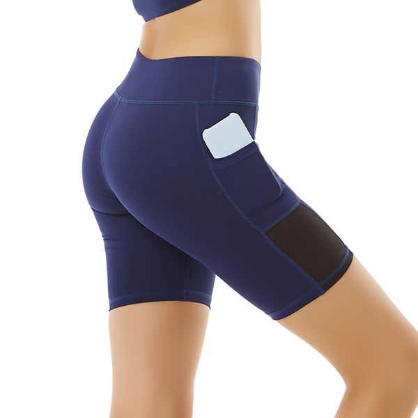 

yoga outfits summer sports shorts leggings female side pocket quick-drying tight-fitting fitness running cool fifth pants, White;red