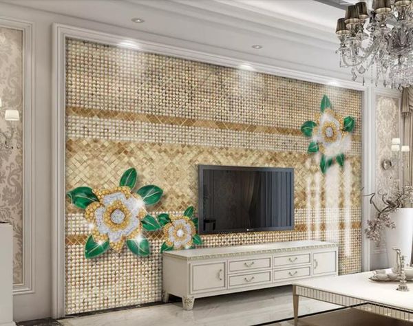 Обои 3d настенная обычай гостиной спальня декор дома HD 3D Rose Gold Jewelry 3D обои Tv фон стена