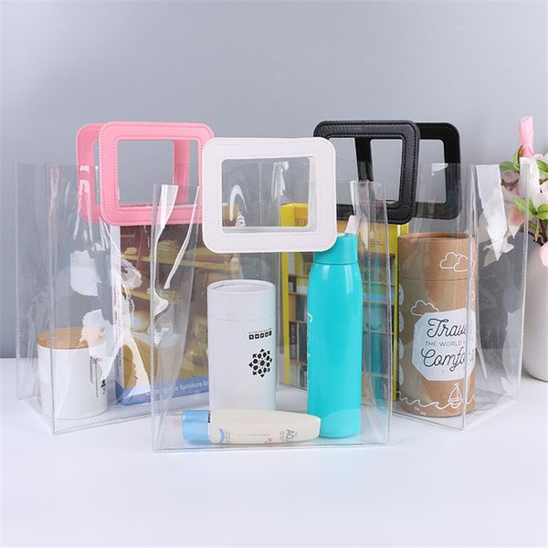 

30pcs/lot transparent packaging bag handbag pvc sewing transparent portable cosmetic bag gift bags wholesale