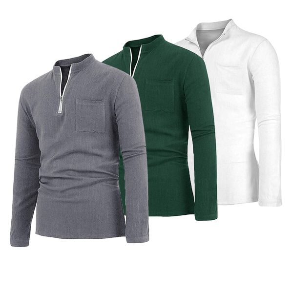 

luxury men's linen long sleeve muscle solid t-shirt casual loose tee, White;black