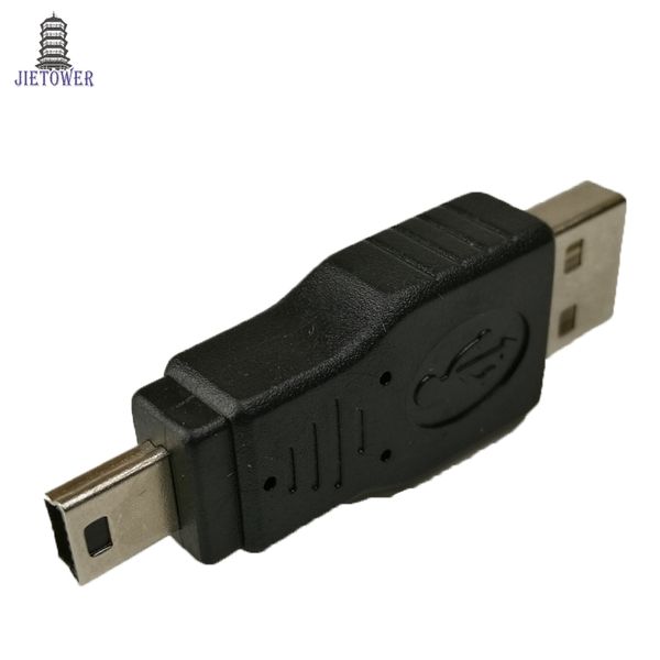 

100pcs/lot usb 2.0 male to mini usb 5pin male connector adapter for mp3 camera car aux flash disk card reader keybaord mouse