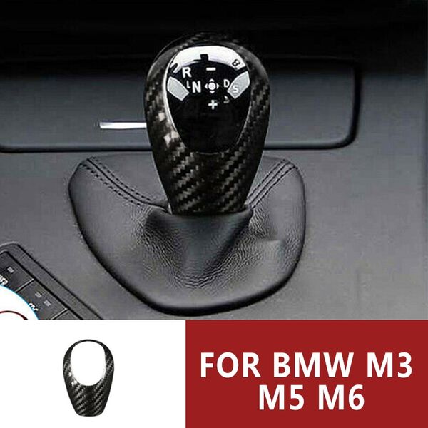 

pcmos real carbon fiber car gear shift knob cover trim for m3 m5 m6 interior accessories stickers gear shift collars new