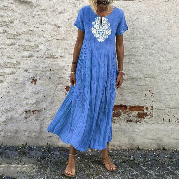 

women peasant ethnic boho cotton linen long sleeve maxi dress gypsy blouse shirt casual kaftan tunic long maxi sundress, Black;gray