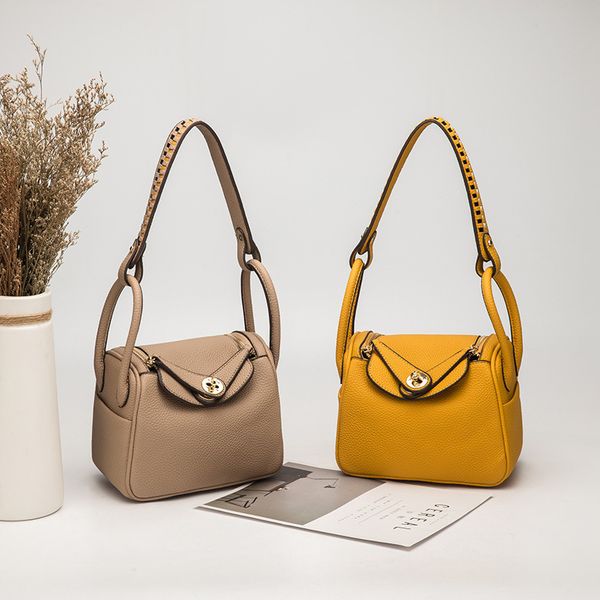 

2019 new litchi pattern doctor's bag layer single shoulder handbag luxury handbags women tote bags design bolsas feminina