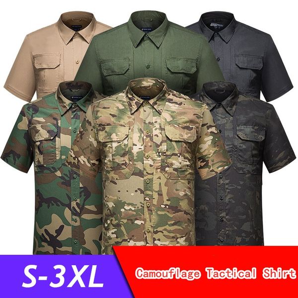 

camouflage tactical shirt men summer quick dry breathable short sleeve t shirt outdoor hiking training wearproof shirts, Gray;blue