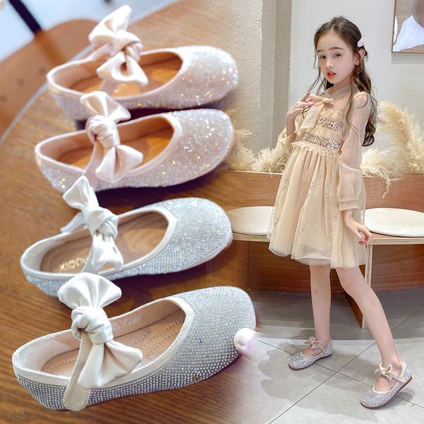 

aadct принцессы маленьких девочек обувь 2020 весна мягкой подошвы дети плоских туфли для девочек горного хрусталя марки новой, Black;grey