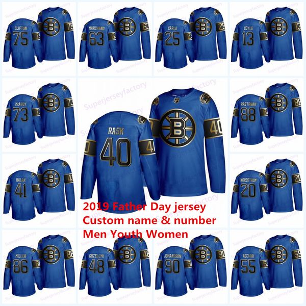 

2019 father day boston bruins jersey 40 rask bergeron chara marchand david krejci torey krug matt grzelcyk golden royal hockey jerseys, Black;red