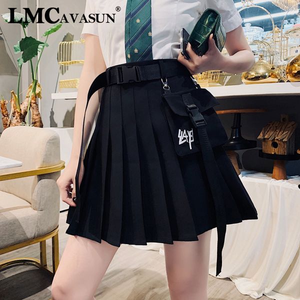 

lmcavasun kawaii campus style women m-4xl uniforms skirt for women students high waist plaid pleated skirts, Black