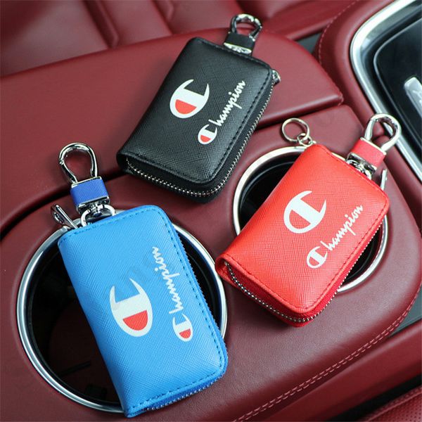 

car key case pu zipper bag wallets coin purse brand champion handbags totes keys holder design pouch key chain key bags c121001, White