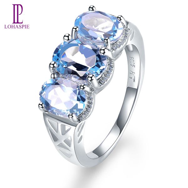 

solid 925 sterling silver engagement ring for women gift 3.52ct natural gemstone oval sky blue z fine elegant party jewelry new arrival, Black