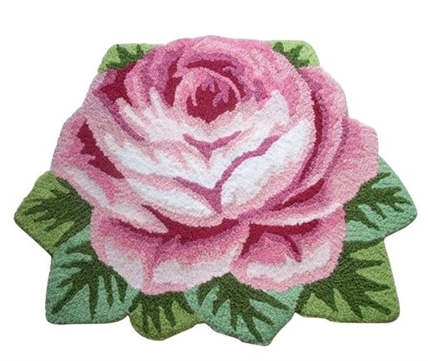 

1pc rose carpet floor mat handmade rug anti-slip modern carpet 60*80cm kitchen area rugs flower rug home decoration