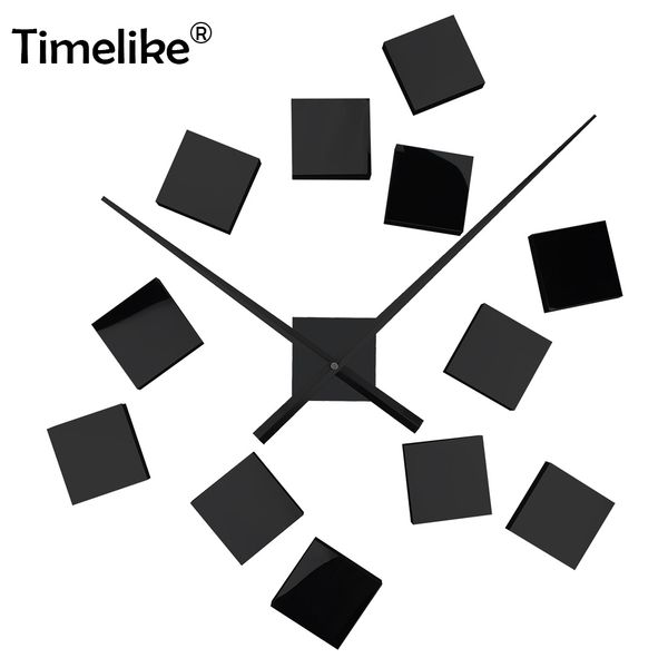 

2019 diy wall clock creative 3d clock mute diy cube clocks in square shape for living room bedroom decor sticker watch