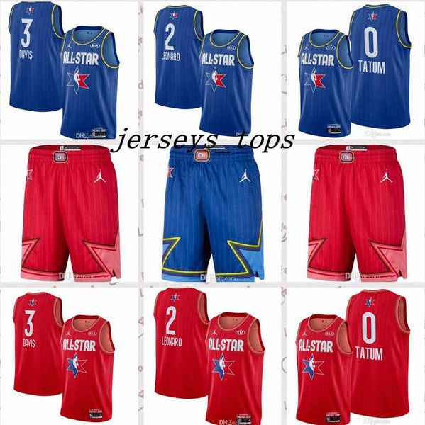 

new all star jersey mans basketball shorts 0 tatum 1 booker 2 leonard 3 davis blue red devin booker jersey game kawhi leonard jersey, Black;red