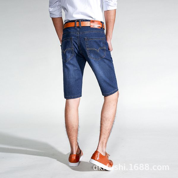 

для мужчин джинсы шорты лето мужские тонкие повседневные джинсы slim fit мода прямые эластичность 5 брюки, Blue