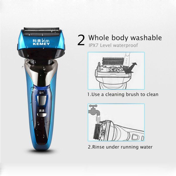 

kemei reciprocating electric shaver for men 3d floating 4 blade rechargeable bread shaving machine face groom for gift