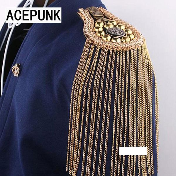 

men women british brooch host performance ceremonial suit apron fashion tassel fashion rivets eets shoulder eette, Gray