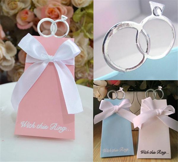 

created cartoon diamond ring pink/blue/white gift boxes european style wedding candy box with ribbon for wedding packaging 30pcs