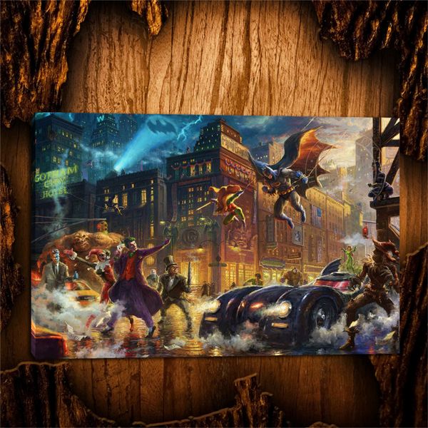 2018 Thomas Kinkade The Dark Knight Saves Gotham City Canvas Prints Wall Art Oil Painting Home Decorunframed Framed From Q1114134017 5 98