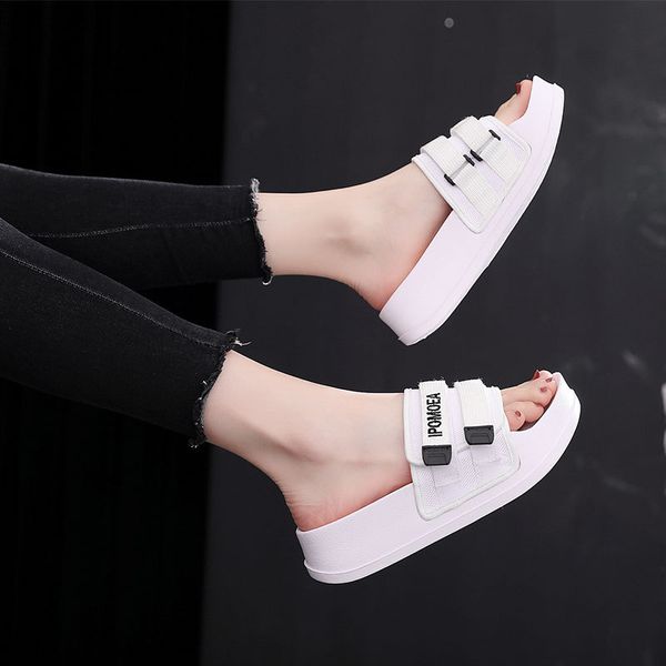 

high-heel thick bottomed slipper fashion outer wear new style a- line slippers, Black