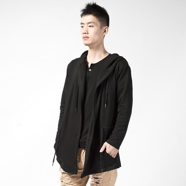

fashion mens black hooded cardigan long coats male punk gothic korean style loose coat long sleeved trench big size 5xl, Tan;black