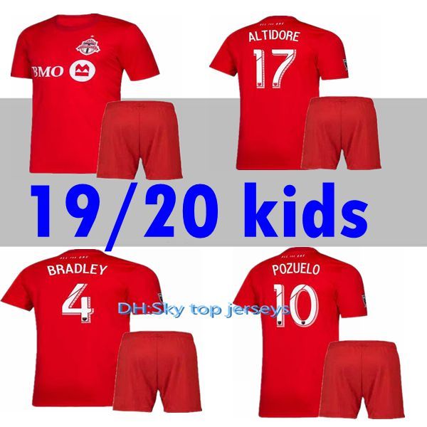 

kids kit 2019 2020 toronto fc soccer jerseys bradley giovinco altidore osorio 19 20 toronto kids home red custom football shirt uniform, Black