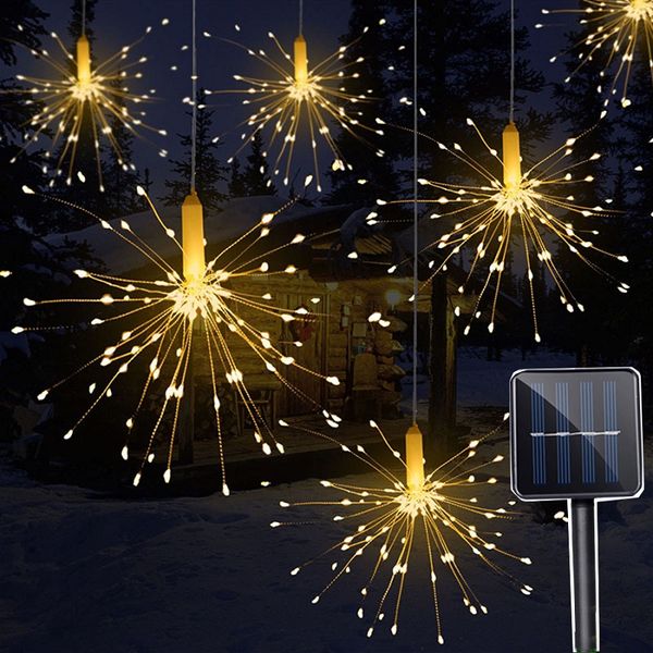 

solar hanging starburst fairy string lights 200 led 8 mode copper fireworks string garland xmas party twinkle lights christmas