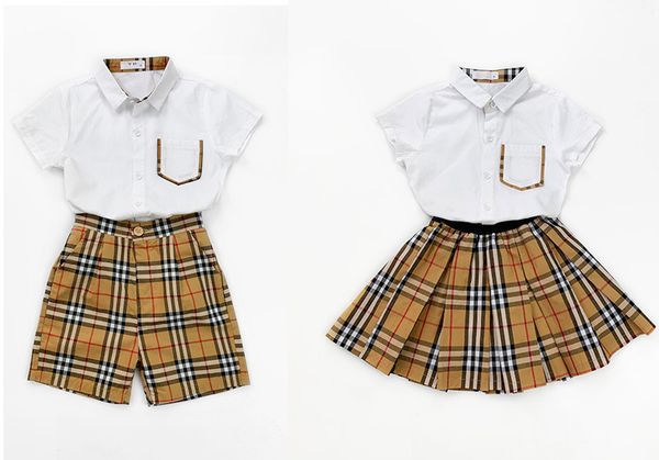 

Short leeve white hirt plaid pant for boy and kirt for girl kid england tyle et chool uit