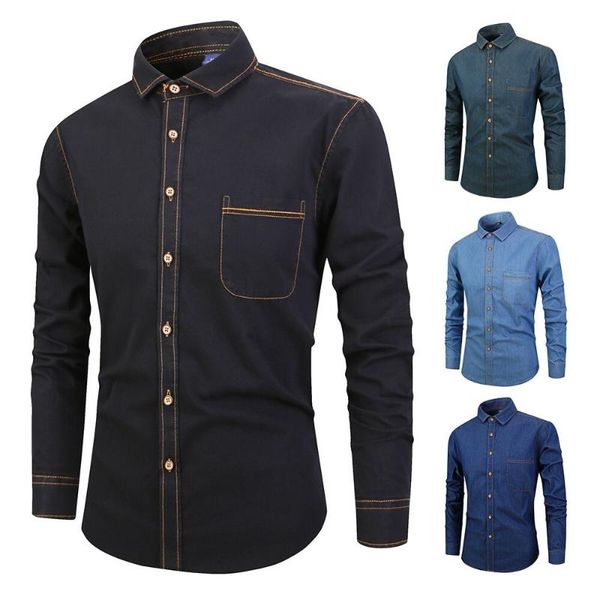 

men's spring 2020 cotton japanese denim men's shirt pure cotton slim casual shirt men, White;black