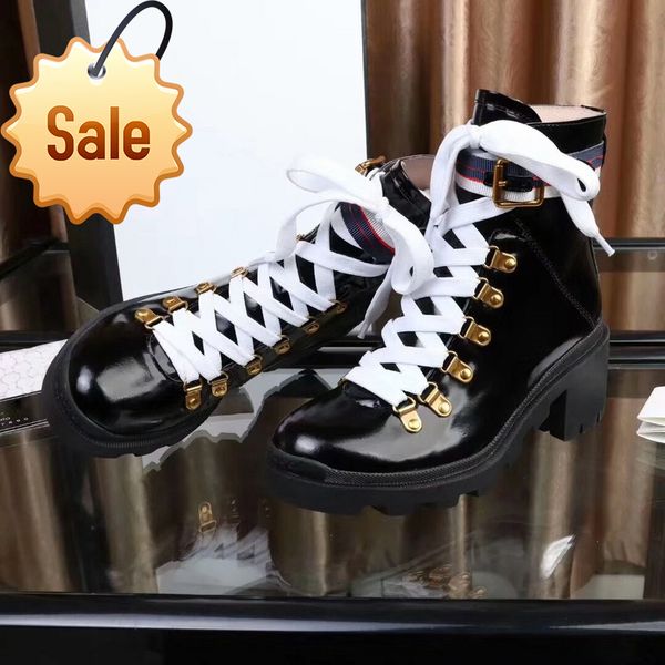 

luxury martin women boots calfskin leather spikes rivet boot lace up ankle bottes designer booties au-dessus bottines botines 15, Black