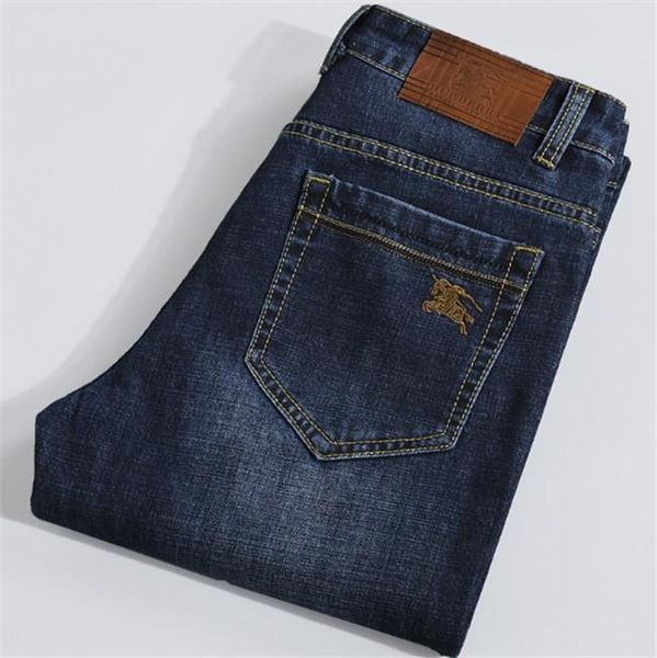 

2019 manufacturers direct sales and foreign trade original single brand men's denim business casual pants stretch straight tube autumn, Blue