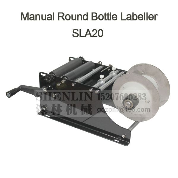 

shenlin manual labelling machine new style round bottle labeller small label applicator tag roll apply equipment for wine bottle