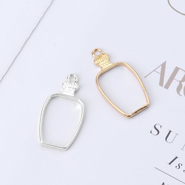 

5pcs water bottle metal uv frame pendants open bezel setting uv resin jewelry