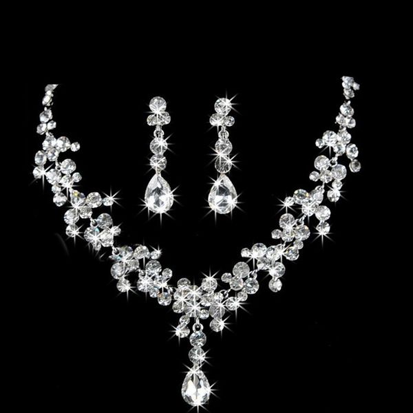 

4 Set Bridal Wedding Jewelry Necklace Earrings Set Wedding Jewelry Hot Sale Cheap Wedding Bridal Accessories 4color