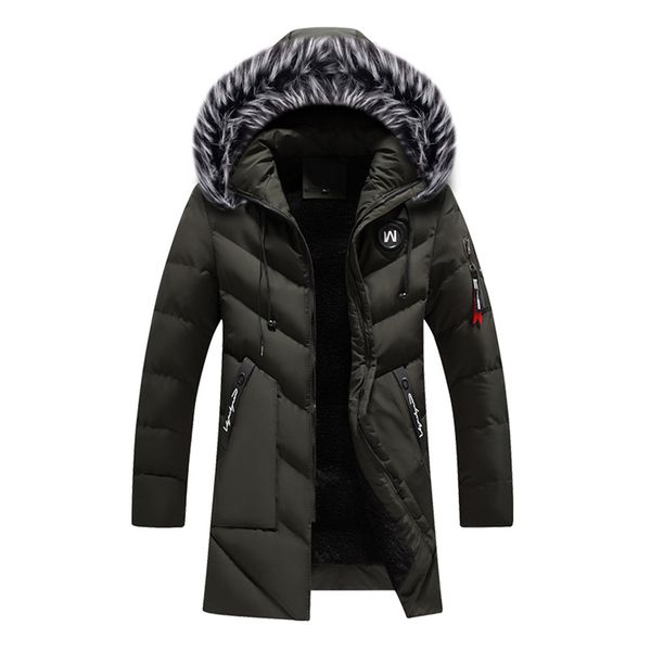 

men's down jacket fashion detachable hat solid color zipper long sleeve cotton open hat zipper hooded jacket coat #0723, Black