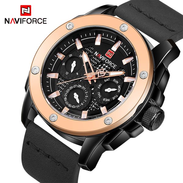 

naviforce men's quartz watches men waterproof date clock man fashion sport leather wrist watch relogio masculino, Slivery;brown