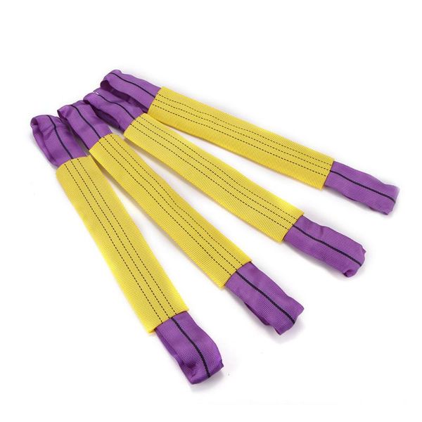 

tioodre 4pcs recovery alloy durable nylon wheel securing link straps trailer transporter car accessories yellow/purple sturdy