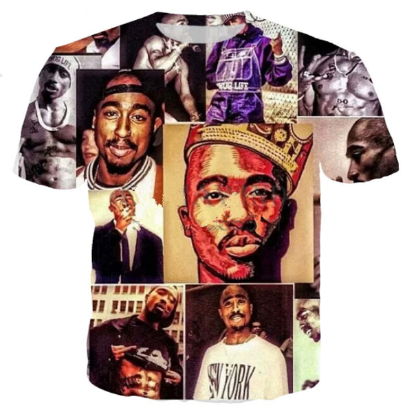 

popular singer rapper tupac 2pac t shirt men women funny 3d print summer short sleeve o neck crewneck casual a208, White;black