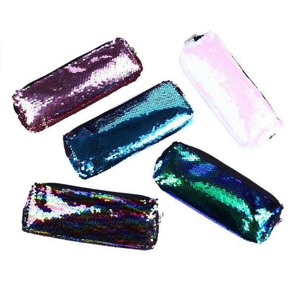 

new reversible sequin pencil case for girls school supplies super big school stationery gift magic pencil box pencilcase