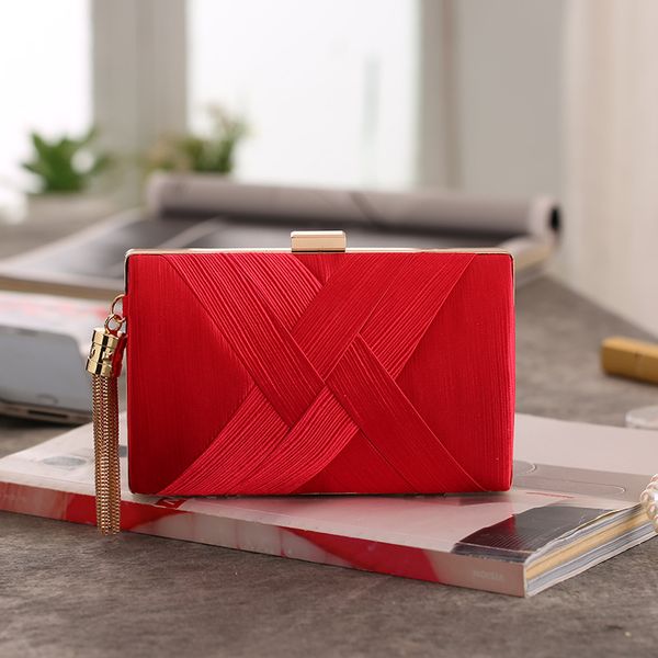 

new fold satin handbags cylindrical braided metal tassels hand diagonal dinner gown will packet 6886-2