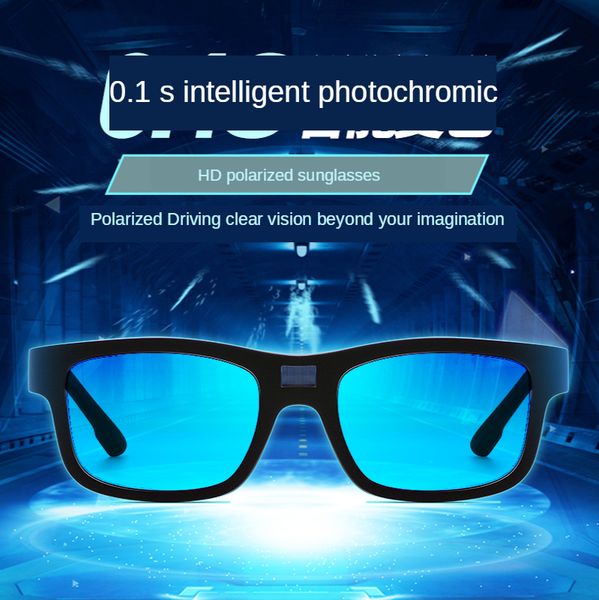 

second pchromic polarized sunglasses 0.1 men discoloration eyewear anti glare uv400 sun glasses driving goggles oculos ch01, Blue