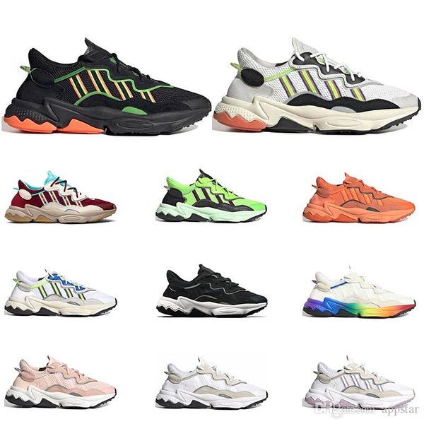 

2020 new ozweego men women casual shoes 3m reflective triple black cloud white solar red neon green pink outdoor sports sneakers size 36-45