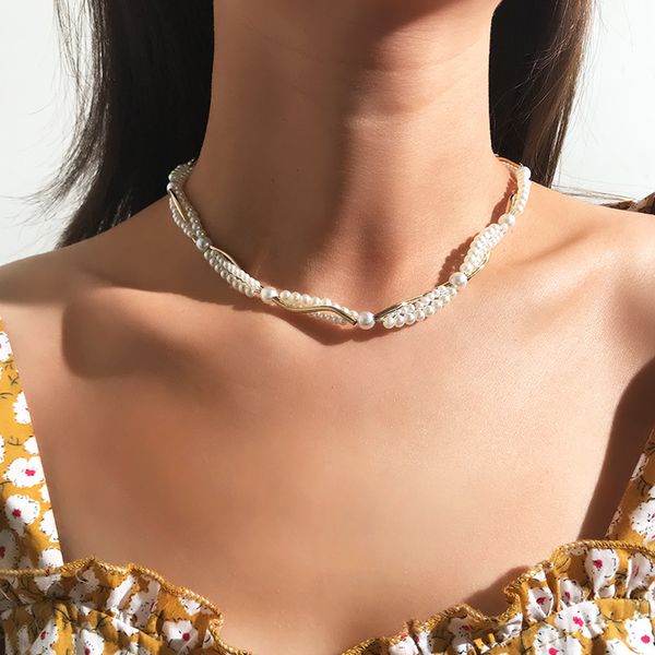 

simulated pearl choker necklace women fashion jewelry chockers, Golden;silver