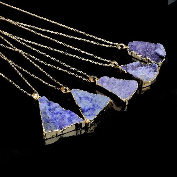 

natural crystal quartz healing point necklace pendant original natural stone pendant necklaces jewelry chains, Silver