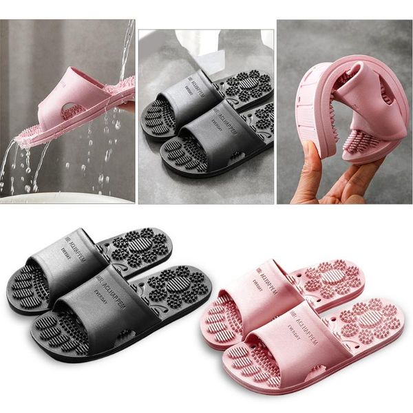 

women men point foot massage slippers home l shower room non-slip sandals for home l indoor shower room shoes, Black